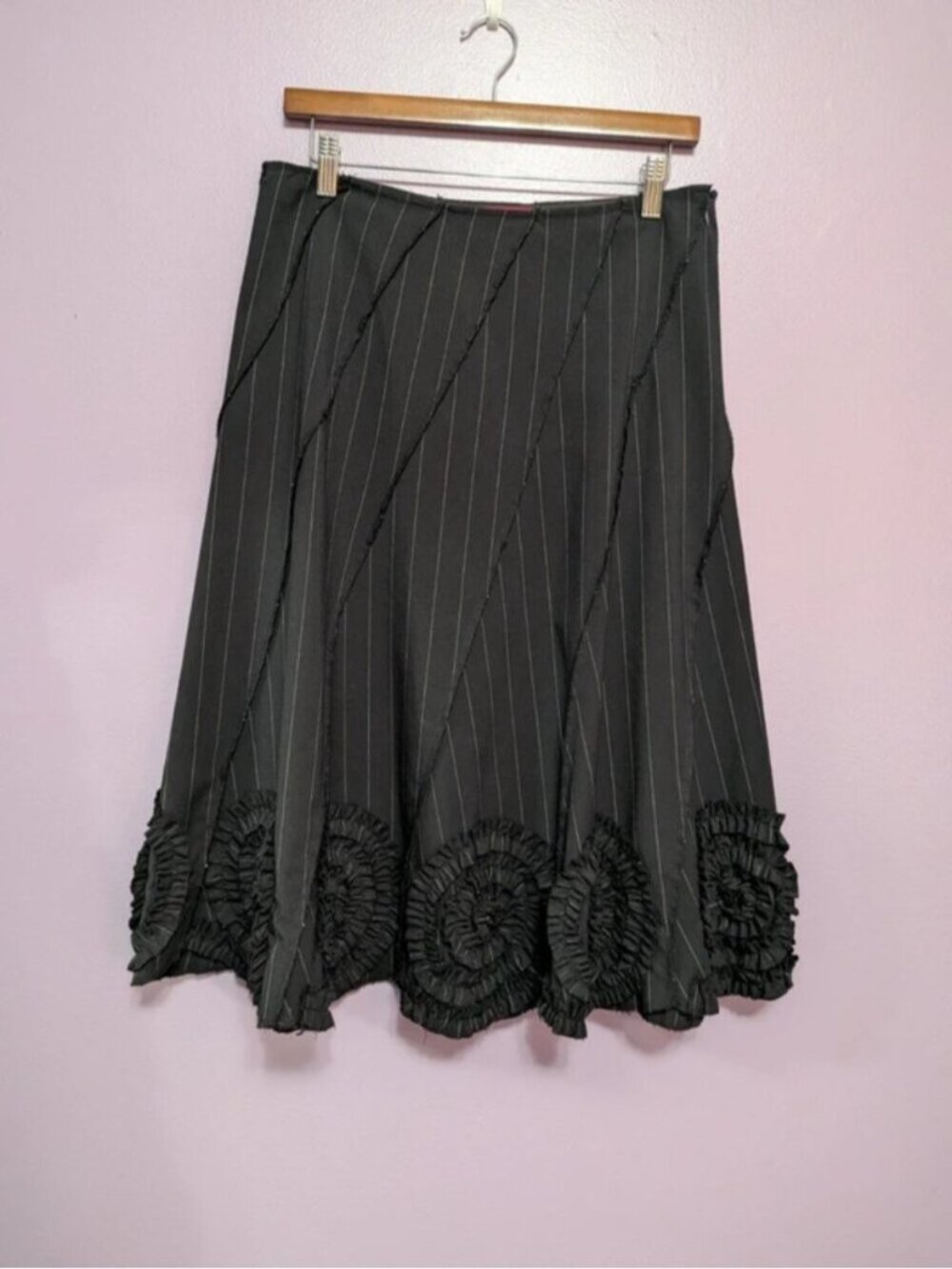 Vintage Sunny Leigh Black Pinstripe Midi Skirt